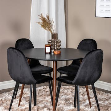 Matgrupp Venture Home Plake med 4 Pobbie Stolar Sammet Runt