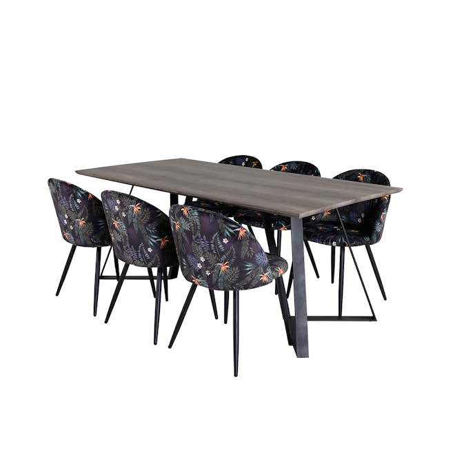 Matgrupp Venture Home Madde med 6 Valentina Stolar Polyestertyg