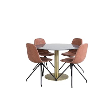 Matgrupp Venture Home Estelle med 4 Pobbie Stolar Konstläder