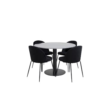 Matgrupp Venture Home Estelle med 4 Wrigley Stolar Sammet