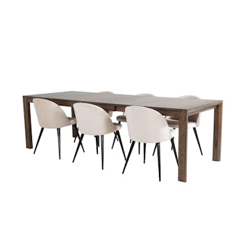 Matgrupp Venture Home Slider med 6 Velvet Stolar