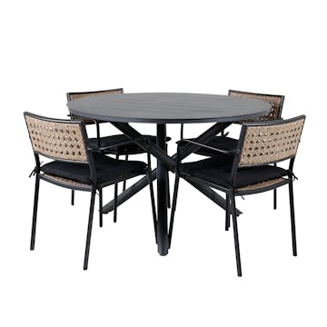 Matgrupp Venture Home Ande med 4 Pug Matstolar