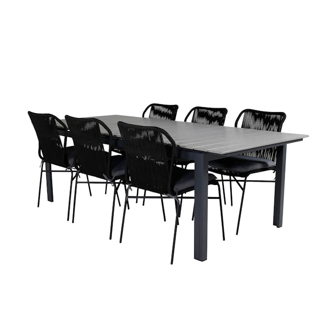 Matgrupp Venture Home Lova 224 med 6 Jefferson Stapelbara Matstolar