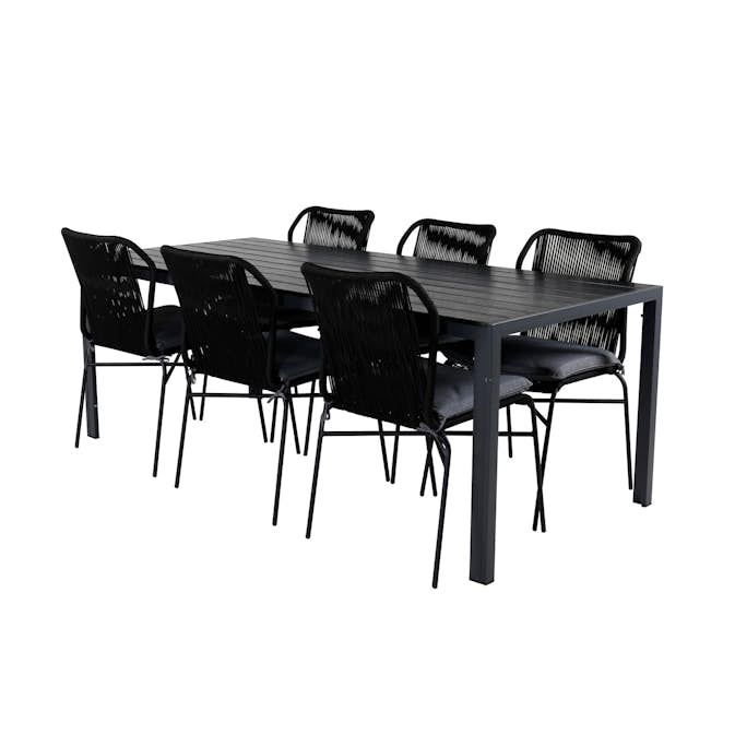 Matgrupp Utomhus Venture Home Bront med 6 Jefferson Stapelbara Trädgårdsstolar