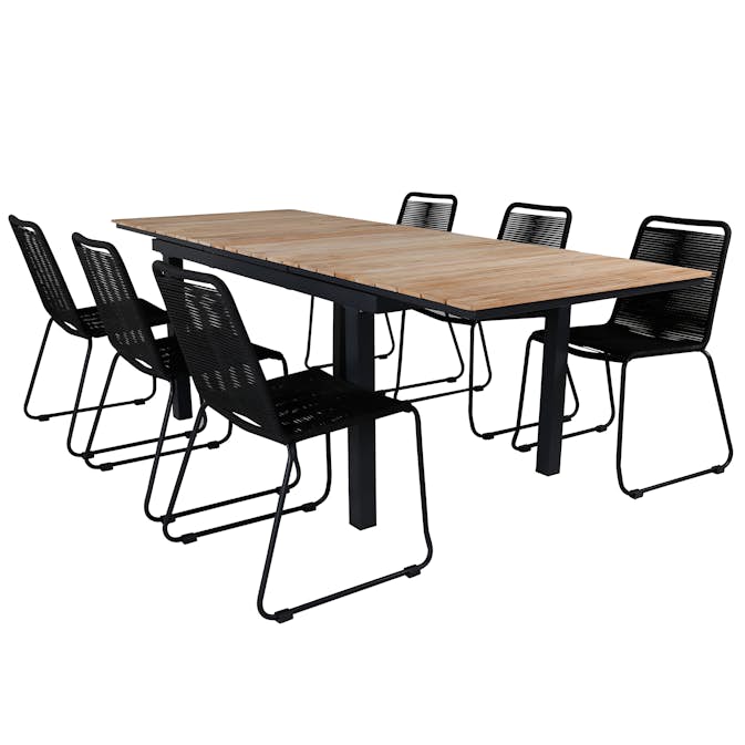 Matgrupp Utomhus Venture Home Mendi med 6 Levi Trädgårdsstolar