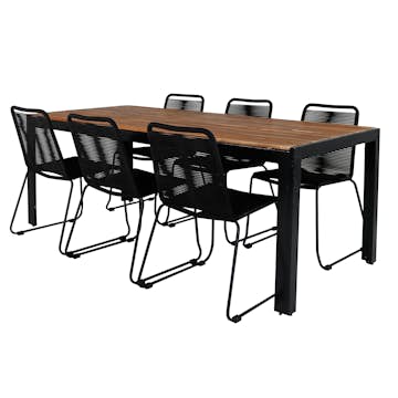 Matgrupp Utomhus Venture Home Bois med 6 Levi Trädgårdsstolar