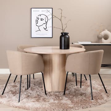 Matgrupp Venture Home Bianca Rund med 4 Bergen Stolar Polyester