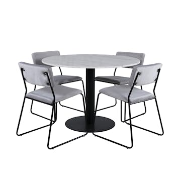 Matgrupp Venture Home med Ester Matbord och 4 Kungshamn Matstolar i Sammet