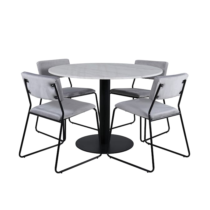 Matgrupp Venture Home med Ester Matbord och 4 Kungshamn Matstolar i Sammet