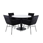 Matgrupp Venture Home med Ester Matbord och 4 Annika Matstolar