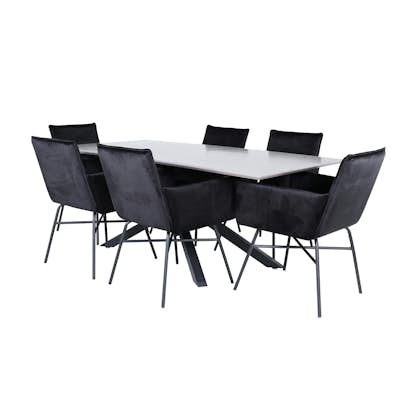Matgrupp Venture Home med Piata Matbord och 6 Annika Matstolar