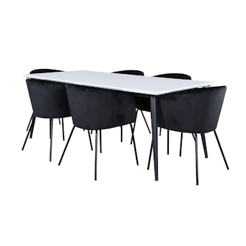 Matgrupp Venture Home Jolie med 6 Bergen Stolar Sammet
