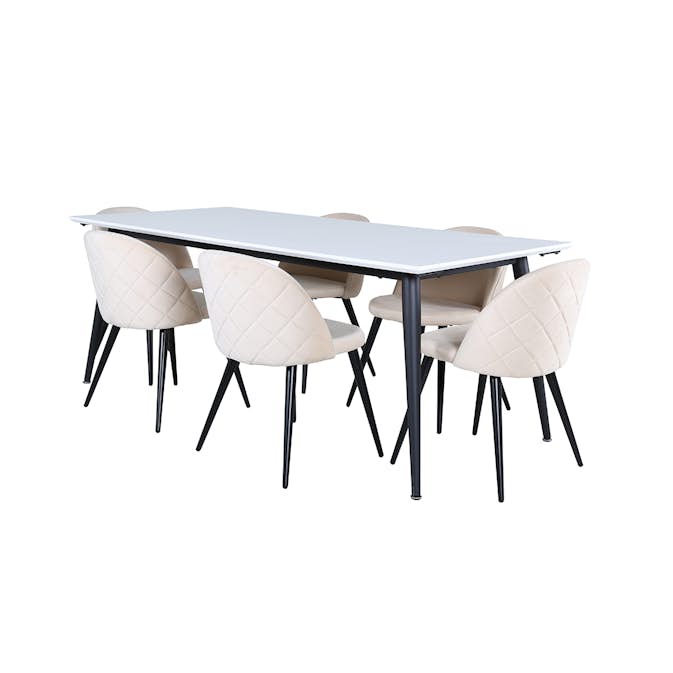 Matgrupp Venture Home Jolie med 6 Valentina Stitcthes Stolar Sammet