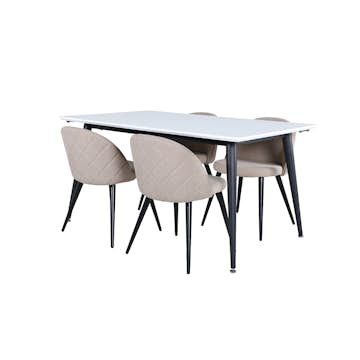 Matgrupp Venture Home Jolie med 4 Valentina Stitcthes Stolar Polyesterlinen