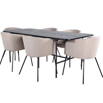 Matgrupp Venture Home Chicago matbord och Bergen matstol Svart