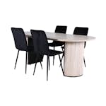 Matgrupp Venture Home med Ovalt Bianca Matbord och 4 Walerina Matstolar i Sammet