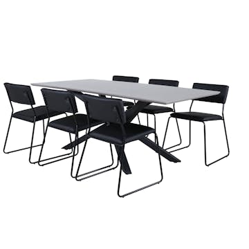 Matgrupp Venture Home med Piata Matbord och 6 Kungshamn Matstolar i Konstläder