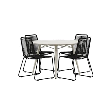 Matgrupp Utomhus Venture Home Lina Ø120 cm med 4 Lindos Trädgårdsstolar