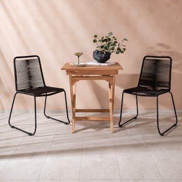 Matgrupp Utomhus Venture Home Ghana Teak 70x70 cm med 2 Lindos StapelTrädgårdsstolar