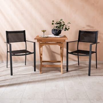 Cafégrupp Venture Home Ghana Teak 70x70 cm med 2 Copacabana Stapelstolar
