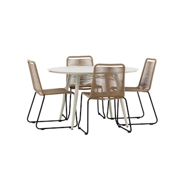 Matgrupp Utomhus Venture Home Lina med 4 Black Trädgårdsstolar