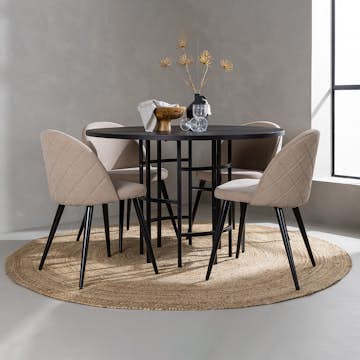 Matgrupp Venture Home Copenhagen med 4 Velvet Stitches Stolar