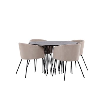 Matgrupp Venture Home Stone Ø120 cm med 4 Berit Stolar