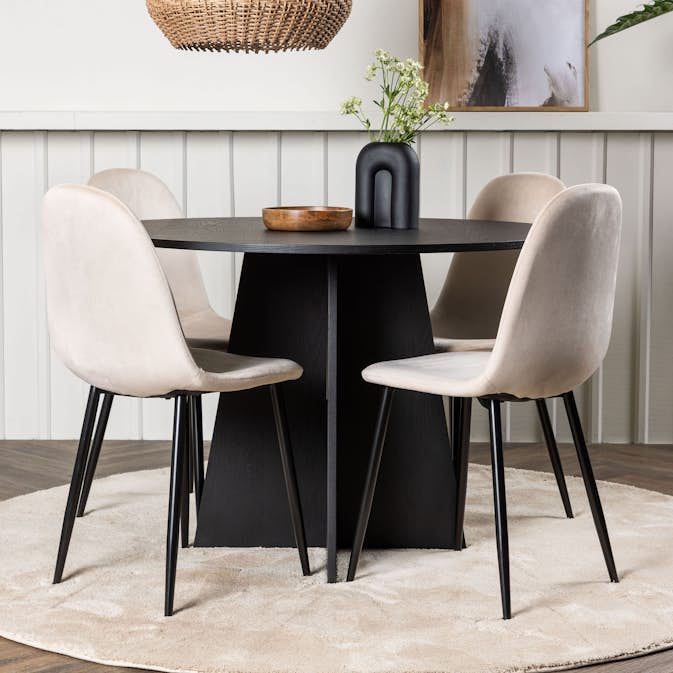 Matgrupp Venture Home Bootcut Ø110 cm med 4 Polar Stolar Sammet