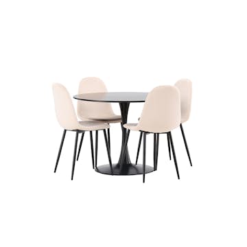 Matgrupp Venture Home Glade Ø 100 cm med 4 Polar Stolar Sammet