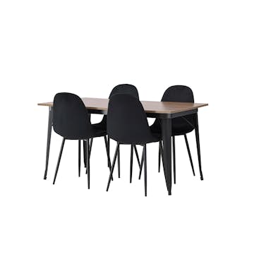 Matgrupp Venture Home Tempe 140 cm med 4 Polar Stolar Sammet