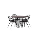 Matgrupp furniture/fashion Stone round Ø 120 cm med 4 Dyrön Stolar
