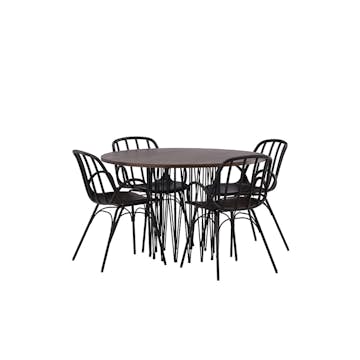 Matgrupp furniture/fashion Stone round Ø 120 cm med 4 Dyrön Stolar