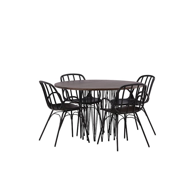 Matgrupp furniture/fashion Stone round Ø 120 cm med 4 Dyrön Stolar