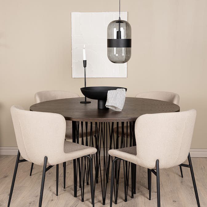 Matgrupp Venture Home Stone Rund med 4 Modesto Stolar