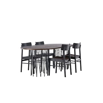 Matgrupp Venture Home Stone oval med 4st Montros Matstolar