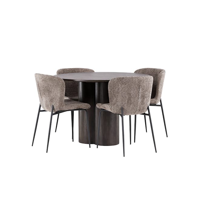 Matgrupp Venture Home Olivia Ø 110 cm med 4 Modesto Stolar