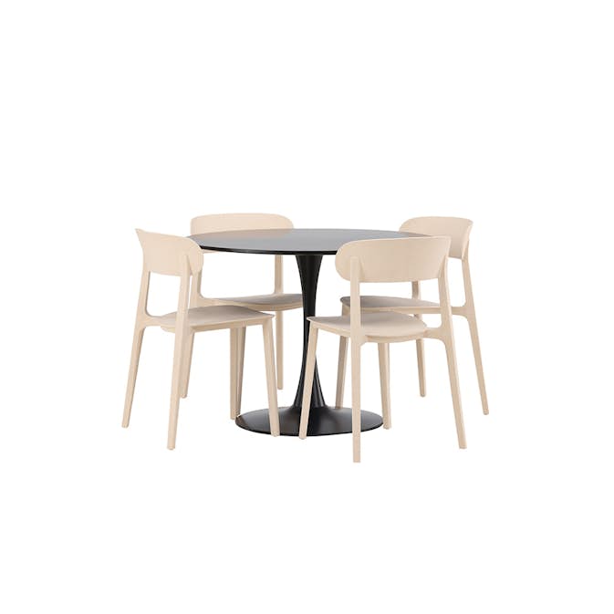 Matgrupp Venture Home Glade Ø 100 cm med 4 Åstol Stolar