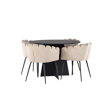 Matgrupp Venture Home Bootcut Ø110 cm med 4 Limhamn Stolar
