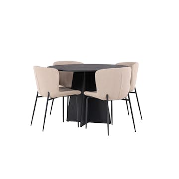 Matgrupp Venture Home Bootcut Ø110 cm med 4 Modesto Stolar