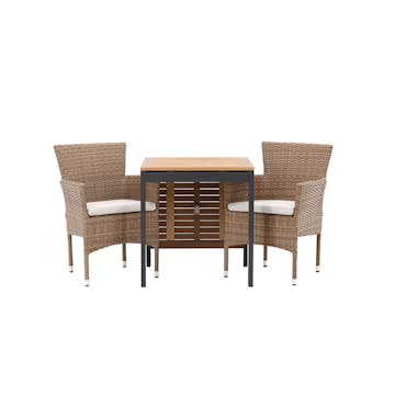 Cafégrupp Venture Home Diego Bord med 2 Malina Stolar