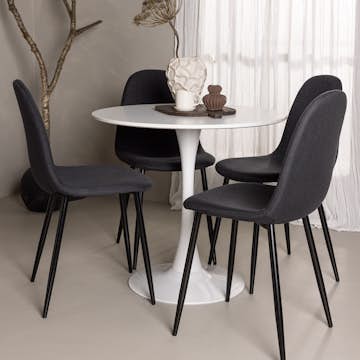 Matgrupp Venture Home Hamden Ø80 cm med 4 Polar stolar