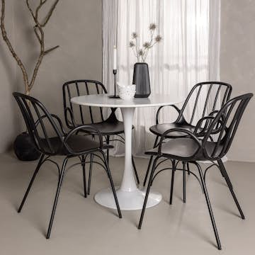 Matgrupp Venture Home Hamden Ø80 cm med 4 Dyrön stolar