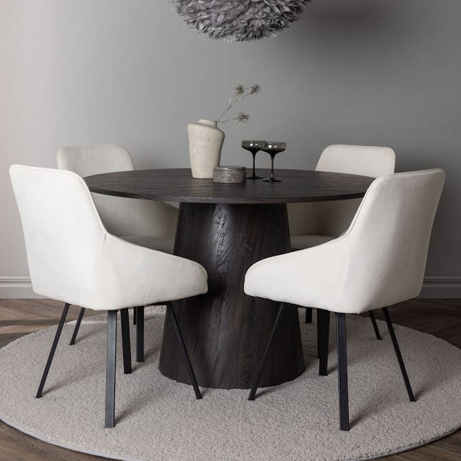 Matgrupp Venture Home Lanzo Ø120 cm med 4 st Rosie stolar