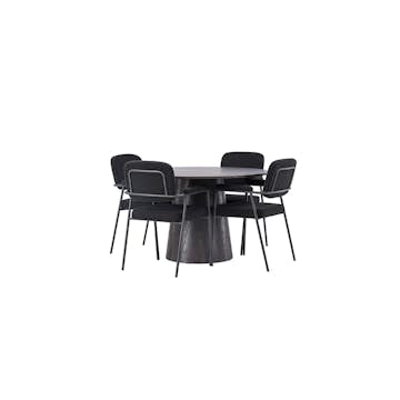 Matgrupp Venture Home Lanzo Ø120 cm med 4 st Yesterday stolar