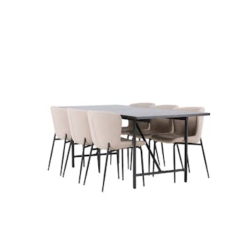 Matgrupp Venture Home Astrid med 6 Modesto Stolar