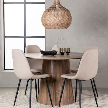 Matgrupp Venture Home Lanzo Runt Matbord Ø120 cm & 4 Polar Stolar i Boucle