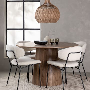 Matgrupp Venture Home Lanzo Runt Matbord Ø120 cm & 4 Chico Stolar i Boucle