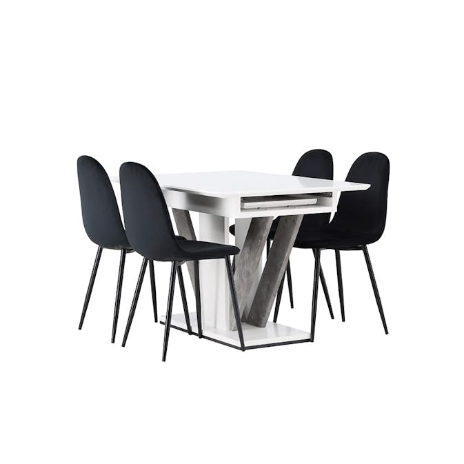 Matgrupp Venture Home Disa med 4 Polar Sammet Stolar