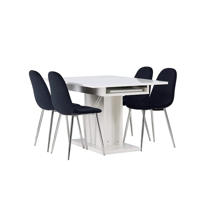 Matgrupp Venture Home Pluto med 4 Polar Sammet Stolar
