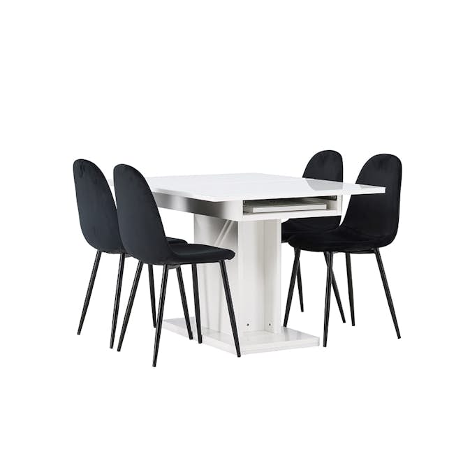 Matgrupp Venture Home Pluto med 4 Polar Sammet Stolar